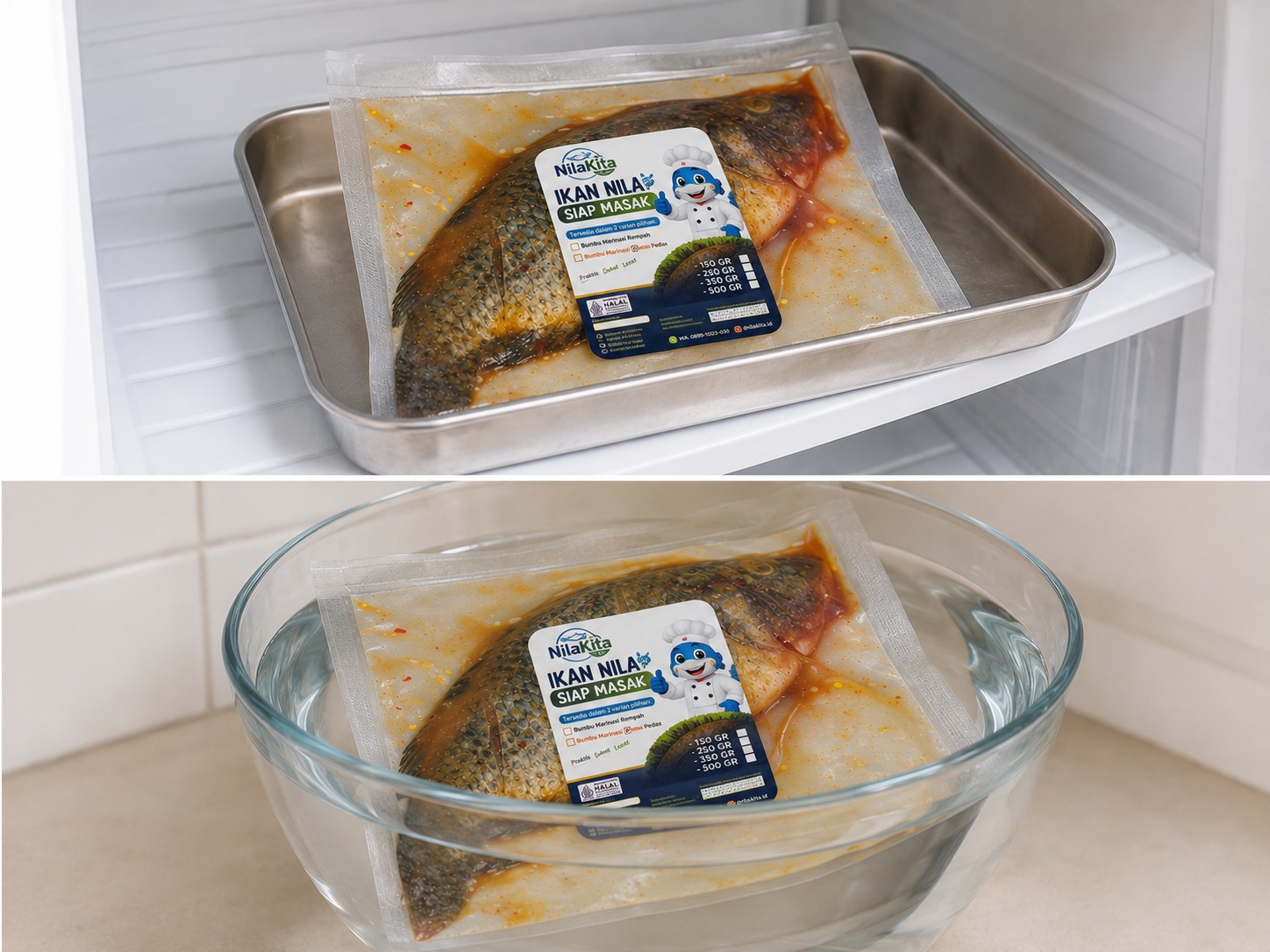 Langkah 2 cairkan ikan dengan aman